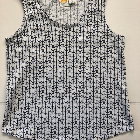 C & C California Anchor Print Tank, Sz M - Picture 1 of 6